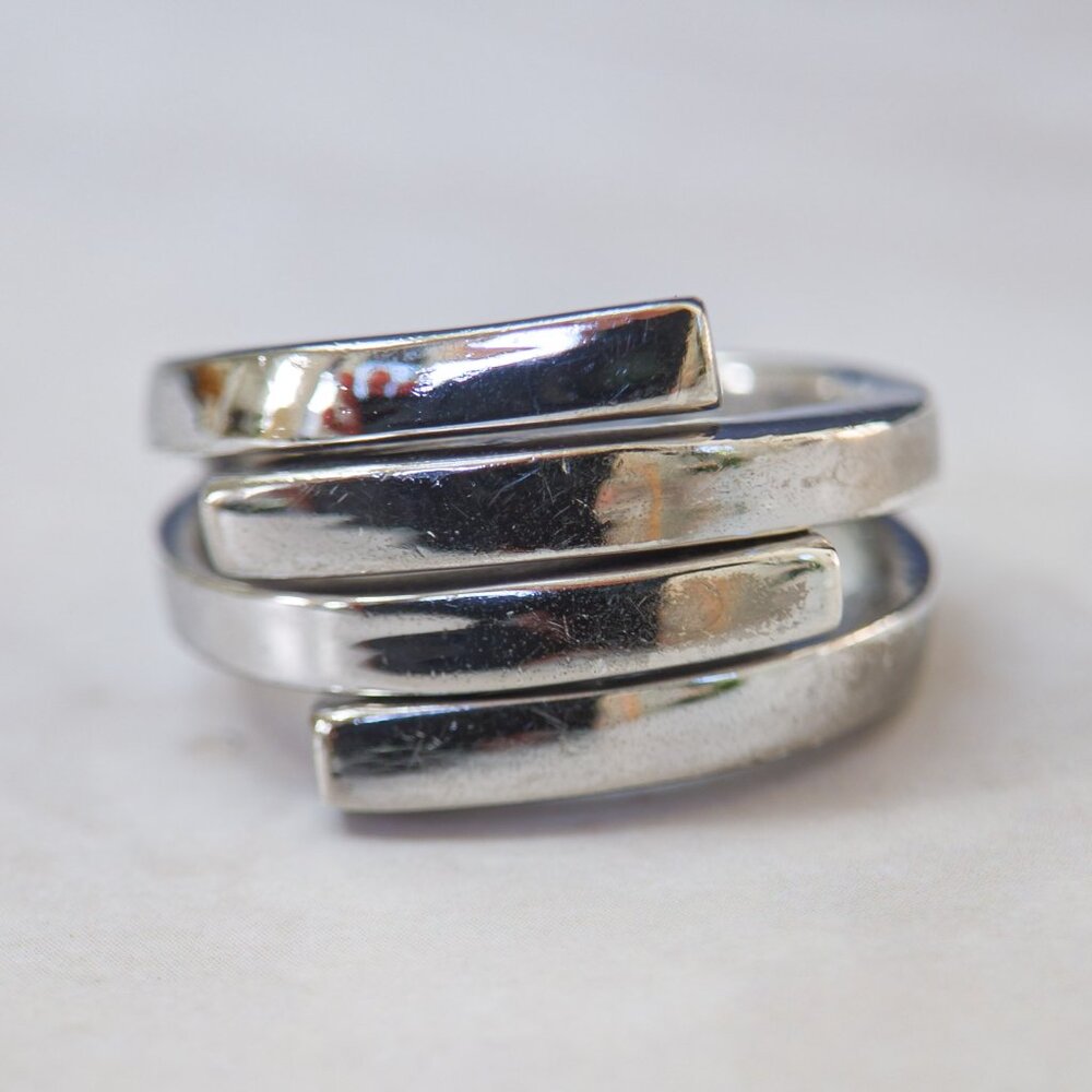 Sterling Quadruple-Wrap Modernist Band — Size 7.25 (NF 925)
